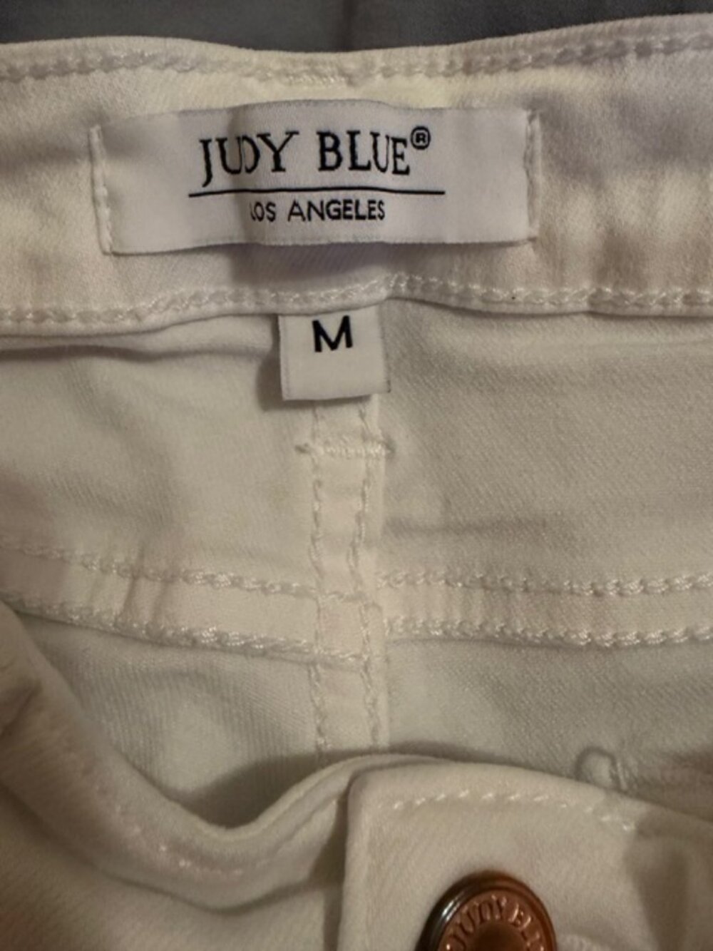 Judy Blue Jean Shorts Women Sz M White Denim Cut Off Distressed Thrashed Summer - Picture 6 of 9